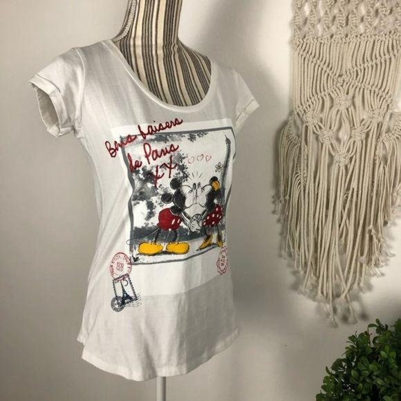 3/$25 Disney Paris Mickey and Minnie Small tee - Picture 2 of 4